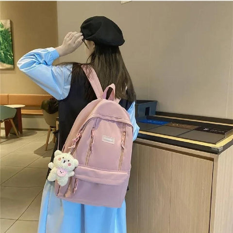 All-Season Nylon Korean Fashion Student Backpack for Teenagers & High School